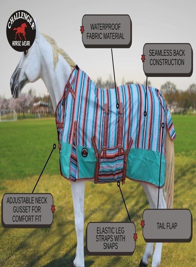 تشالنجر 74 بوصة، 1200D، غطاء بطن خفيف الوزن للخيول، ملاءة شتوية Serape 399B - Image 3